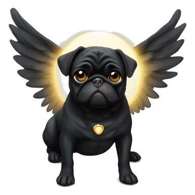Black pug with a halo and wings sticker