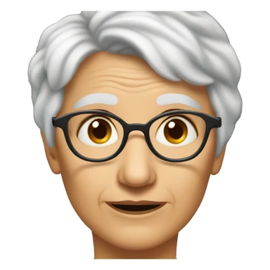 old lady with pixie haircu and hazel eye with glasse sticker