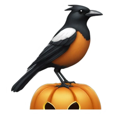 magpie on a jack o lantern sticker