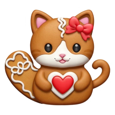 heart gingerbread kitty sticker