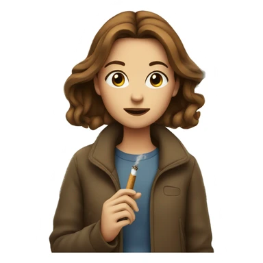 girl with brown hair outdoors smoking  sticker
