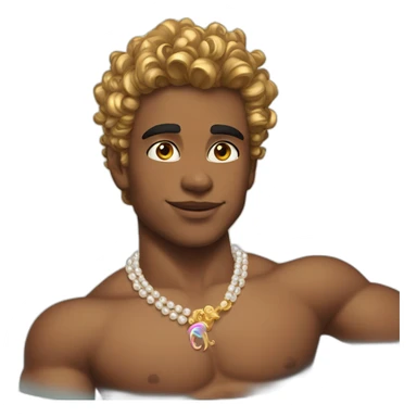 posh-muscle-boy-with-pearl-necklace-and-rainbow-unicorn-hair-in-golden-bathtub sticker