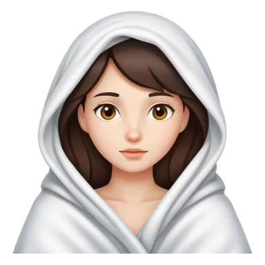 brunette girl wrapped around a white blanket sticker