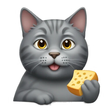 Fat gray cat eating  sticker