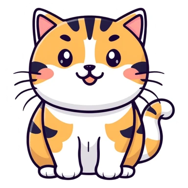 Cute tabby cat with white stomach, adorable expression, showing white belly fur sticker