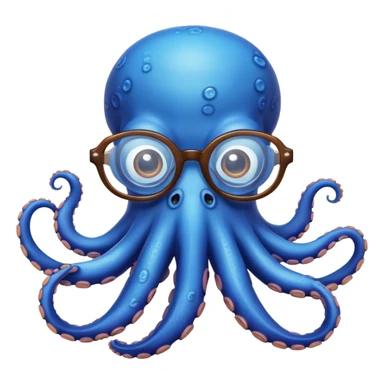 blue funny octopus with glasses sticker