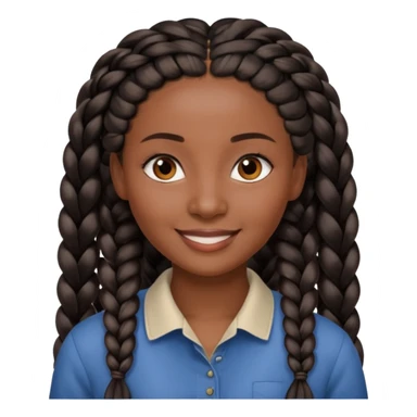 kenyan woman with long, black, braided hair in rows, brown eyes, pretty, round face sticker