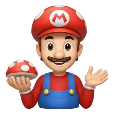 Super Mario holding a mushroom sticker
