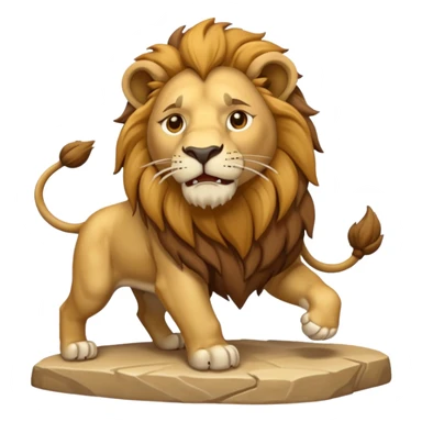 An emoji of a majestic lion from ancient Assyrian art, shown in a hunting scene. sticker