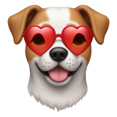Dog wearing heart sunglasses sticker