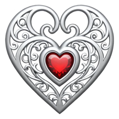 gothic heart with silver filigree and dark shading sticker