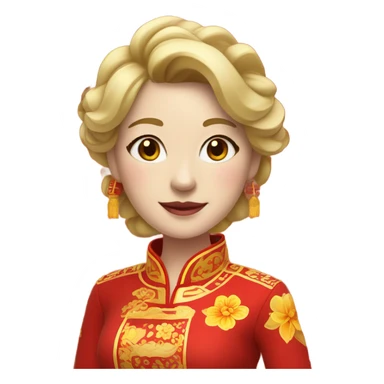 White woman with Chinese new year outfit  sticker