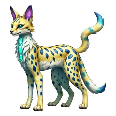 Epic Edgy Colorful ethereal eldritch Sergal-Serval-Vernid full body sticker