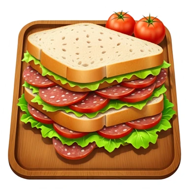 Salami sandwich on a tray sticker