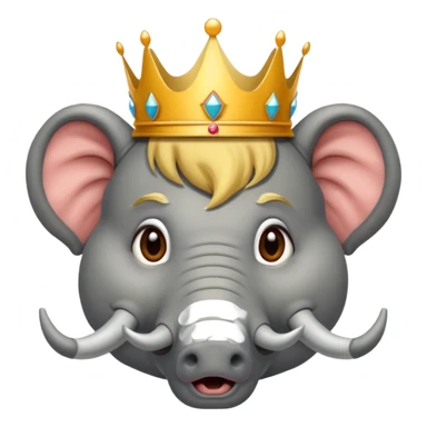 face of donald trump wearing a crown between an elephant face and a donkey face sticker