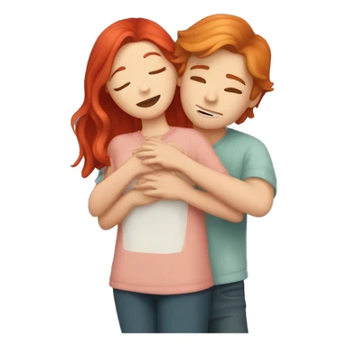 Cherry red hair girl is being hugged by her boyfriend who has light brown hair sticker