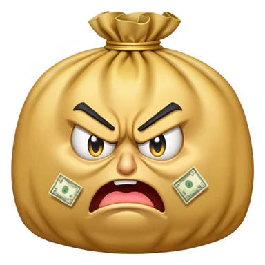 angry bag of money with furrowed brows and frown sticker