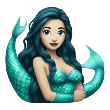 mermaid with long black hair pale skin and light blue eyes sticker
