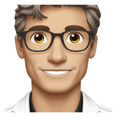 One simple, cute, emoji of Antoni Porowski from Queer Eye in a white suit and white tie. Dark brown hair smiling  sticker