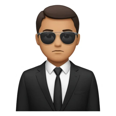 رجل يرتدي نظارات شمسية وبذلة رسمية سوداء بالكامل حتى ربطة العنق كانه عميل fbi sticker