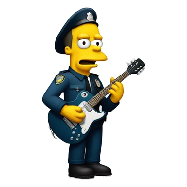 policeman Simpson plays guitar sticker
