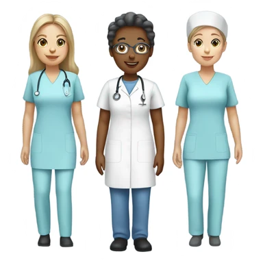 A group of five nurses all ages sticker