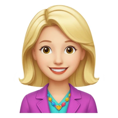 Illustrate Enid Sinclair with blonde hair, colorful outfit & cheerful smile. sticker
