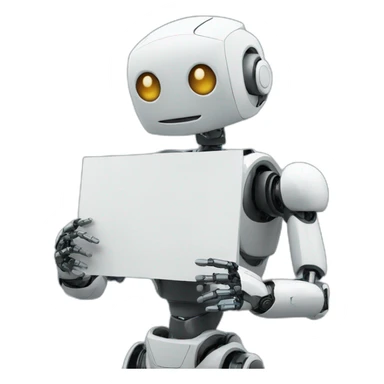 ai robot holding a sign sticker