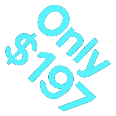 Change the colors of the price tag icon to black and cyan. Keep the text 'Only $197' visible and clear. Use a modern and bold style with lineal color icon characteristics. sticker
