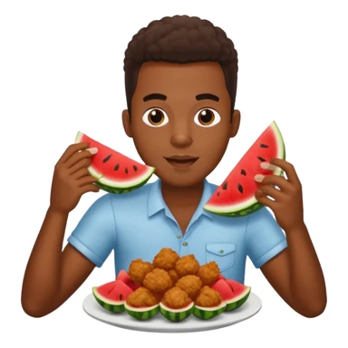 Black man eating watermelon and fried chicken sticker