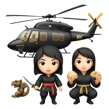 Ninja Asian King Kong dumpling girl helicopter sticker
