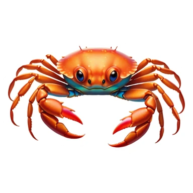 Cinematic Noble Baby Crab Portrait Emoji, Poised and curious, with a small, delicate carapace in vibrant hues, tiny, alert eyes on short stalks, and miniature, intricately detailed pincers, Simplified yet sharp and sophisticated features, highly detailed, glowing with a soft, coastal radiance, high shine, intelligent and determined, stylized with an air of seaside authority, focused and attentive, soft glowing outline, capturing the essence of a watchful and confident juvenile crustacean that appears ready to scuttle out of the screen with effortless charm! sticker