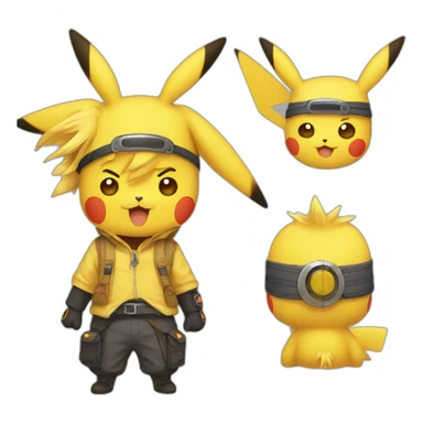 Pikachu with naruto hair sticker