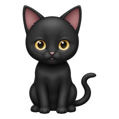 curious black kitten sitting, iPhone emoji style sticker