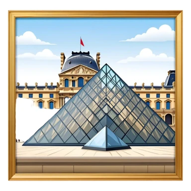 Louvre Museum Landmark Emoji – Showing the glass pyramid entrance with the historic palace in the background. sticker
