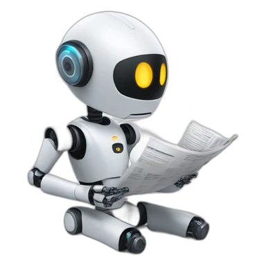 an AI robot reading news sticker