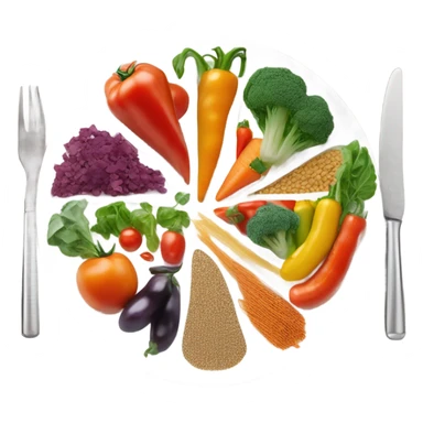 round white plate full of healthy food sticker