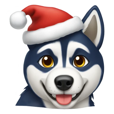 Husky with Christmas hat sticker