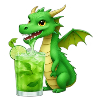 dragon drinking mojito sticker
