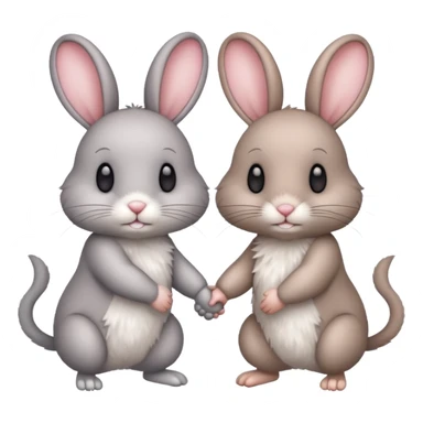 bunny and mouse holding hands sticker