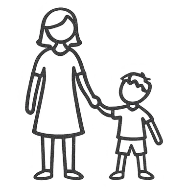 minimal icon style of mother and son holding hands sticker