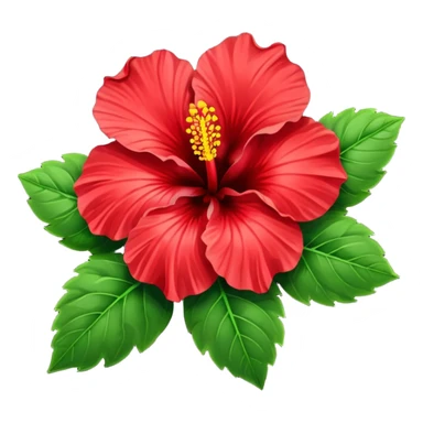  heart hibiscus like with green leaves sticker