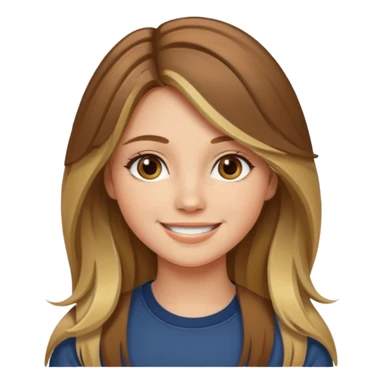 make a girl with long brown hair with blond highlights and layers with hazel eyes sticker