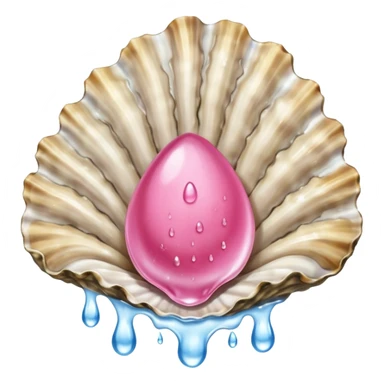 oyster with pink flesh and no shell spraying water droplets sticker