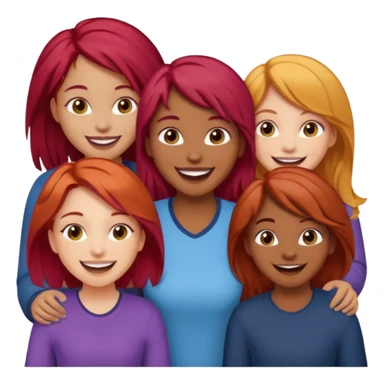 4 inclusive friends (3 girls and 1 man) laughing : 1 man must be brown, 1 girl have to have red hair, an other one must have blond hair and the last one is brown and have brown hair sticker