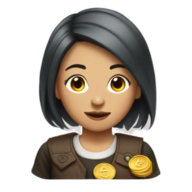 Asian girl with red copper hair and blonde money piece sticker