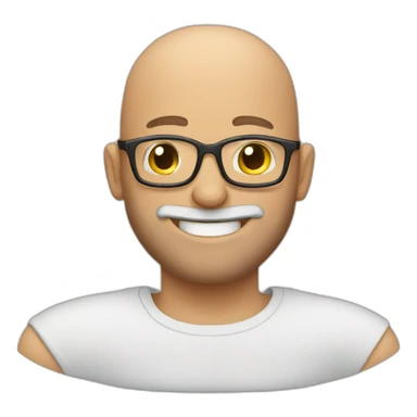 bald man with glasses and beard rubbing hands and smiling sticker