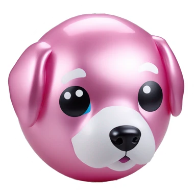 inflatable dog ball figurine in delicate pink metallic color sticker