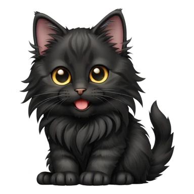 cinematic-yawning black-maine-coon-kitten-portrait-emoji,-head-tilted-playfully-and-inquisitively,-sleek--black-fur,-simplified-yet-adorable-features,-highly-detailed,-glowing-with-a-warm,-friendly-glow  sticker