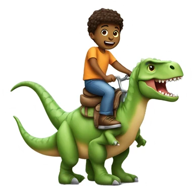 a boy riding a dinosaur sticker